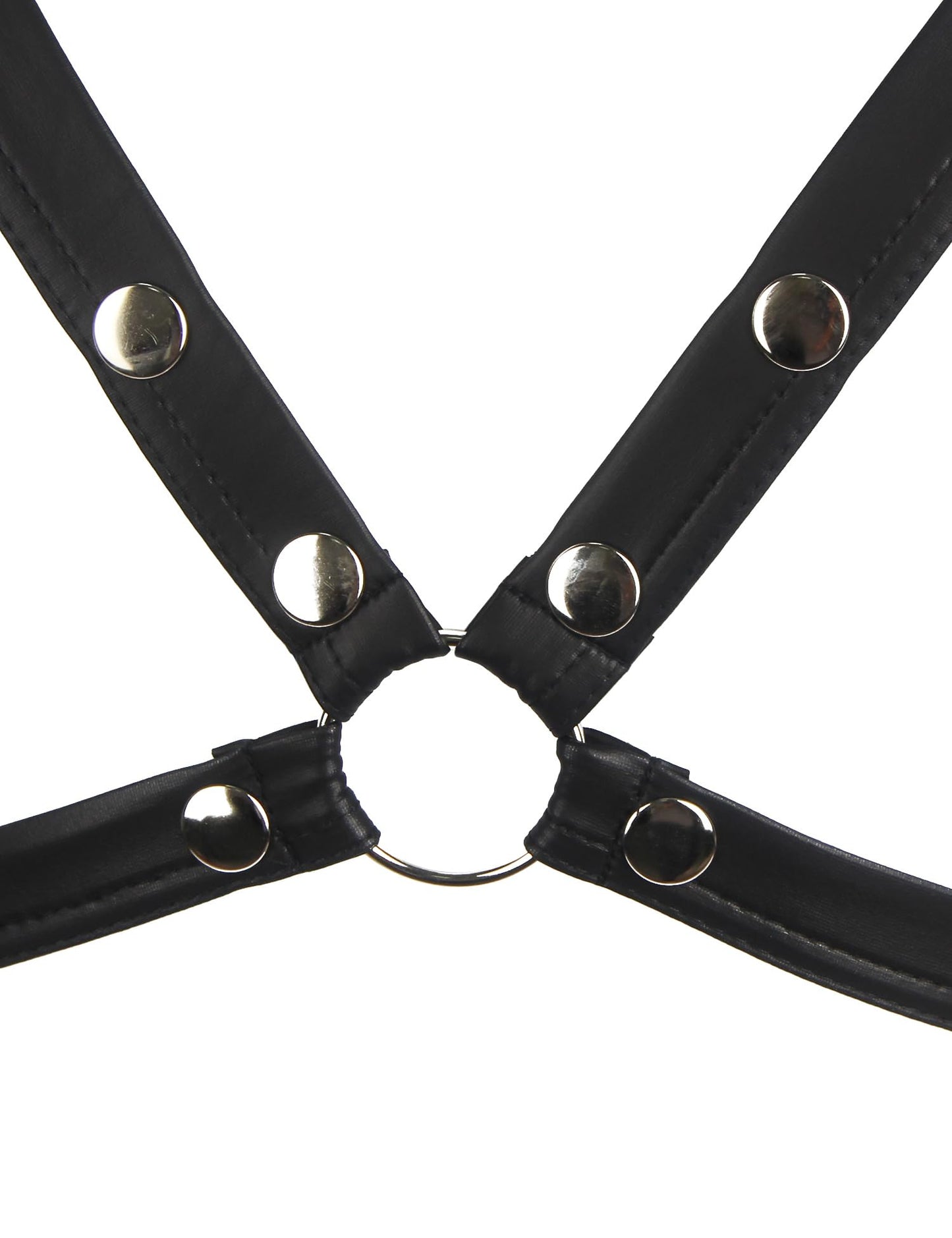 Mens Harness Faux Leather Bondage Sexy Mankini Costume One-piecs Thong Underwear with Jockstrap Bodysuit (Black, XL)