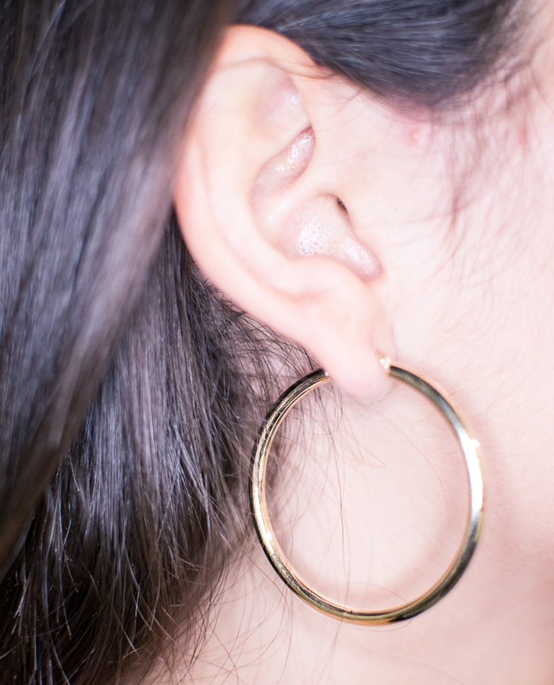 Large 14K Yellow Gold Thick Tube Hoop Earrings, (3mm Tube)