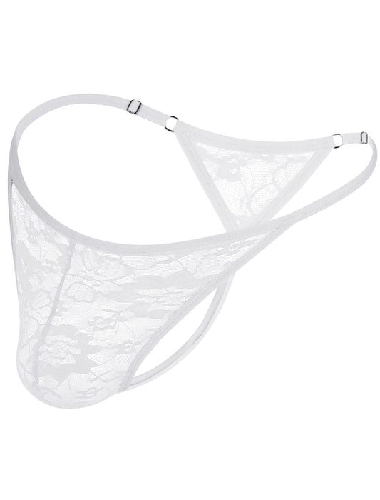 Avidlove Mens Lace Thong Sexy Low Rise T-back G-string Comfortable Men's Thong Underwear 1-4 Pack White
