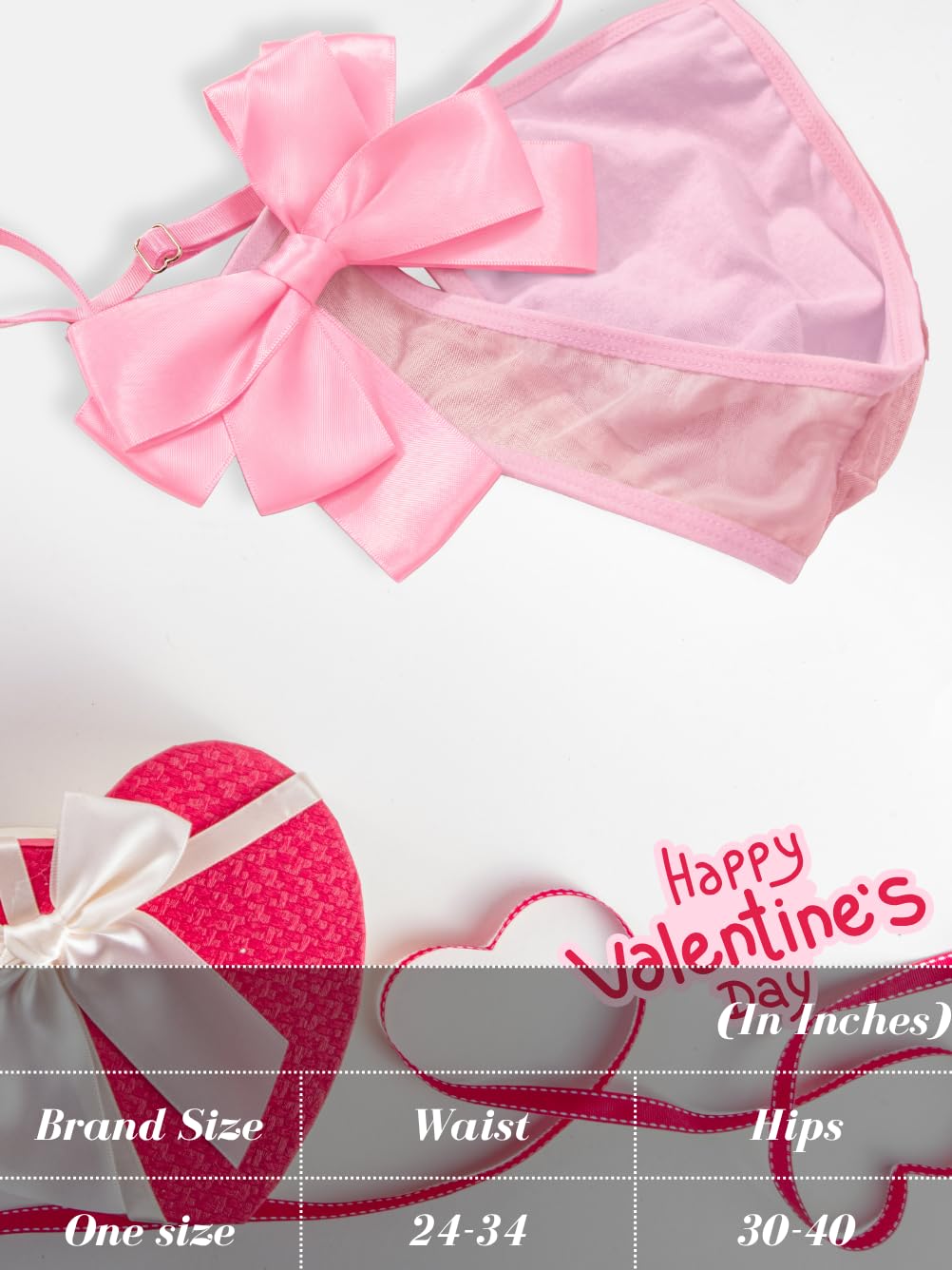 Mens Bow Thong For Anniversary, Couples Bedroom Sexy Underwear, Sheer Mesh Male Panties Pink