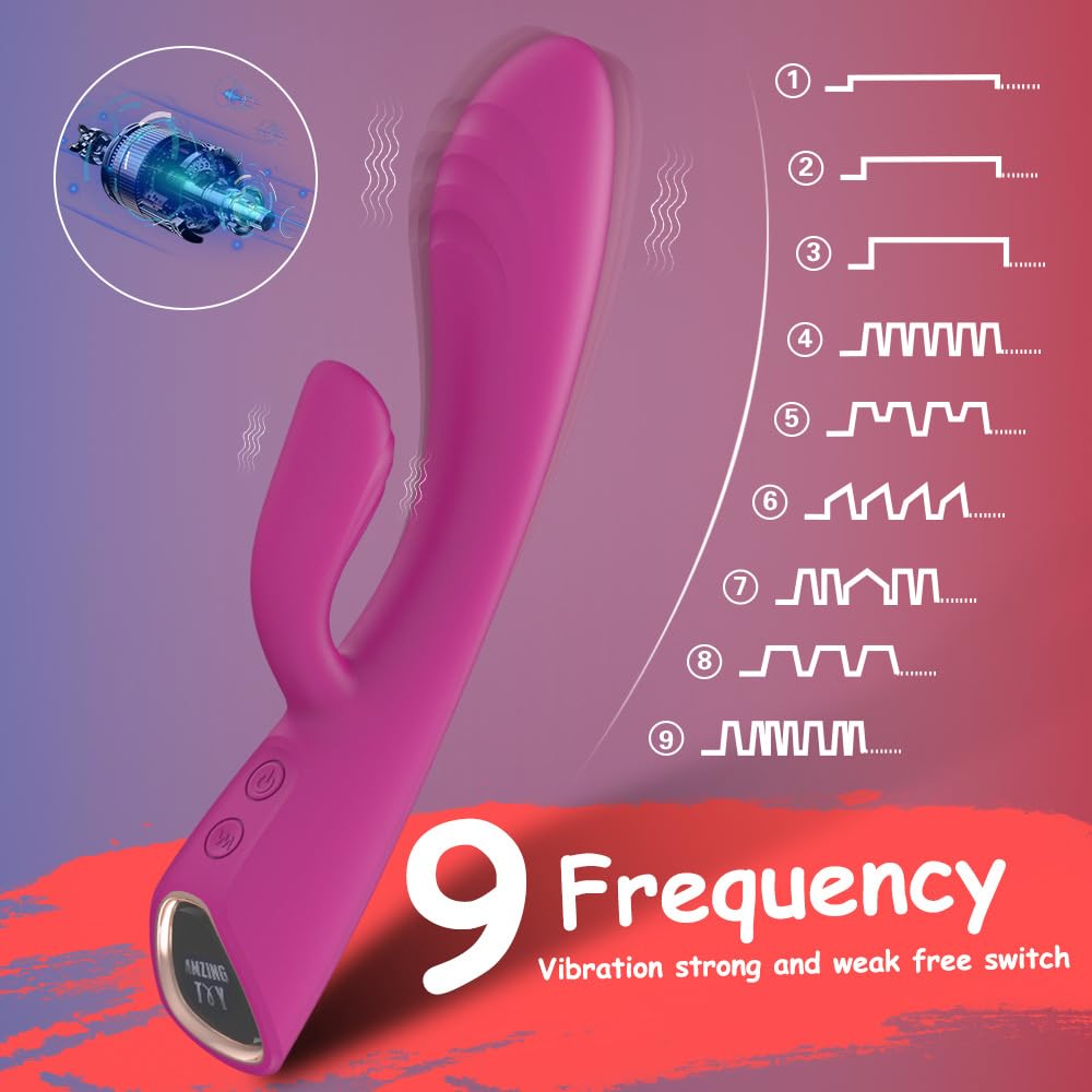 PINTLE G-Punkt klitorale Kaninchen Vibratoren Masturbationsgerät Leise Dildo Vibratoren mit 9 Vibrationsmodi Heizung Sex Spielzeug für die Frauen Silikon G-Punkt Analvibrator Sexspielzeug für Frauen