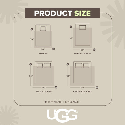 UGG Plush Cal King/King Blanket for Bed, Fleece Cozy Soft Blanket, Luxury Warm Extra Large Throw for Couch, Washable Hypoallergenic Bedding Essentials, 110" x 90", Seal Grey (Whitecap)