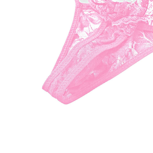 Mens Lingerie Lace Sissy Panties Femboy For Cross Dressers Feminine Underwear Girly Thong G string Male Outfit Pink