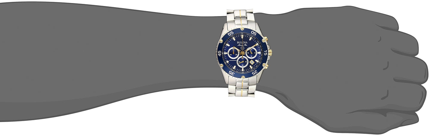 Bulova Men's Marine Star Two-Tone Stainless Steel Chronograph Quartz Watch, Blue Dial Style: 98H37
