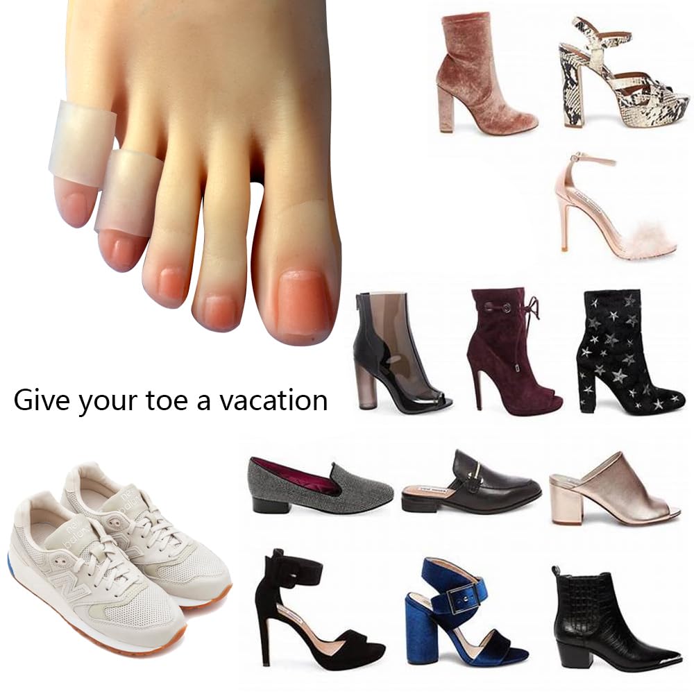 10 Pack Pinky Toe Sleeves Protectors, Toe Covers, Protect Toe from Rubbing,Discomfort Caused by Long-time Walking Translucent Colour