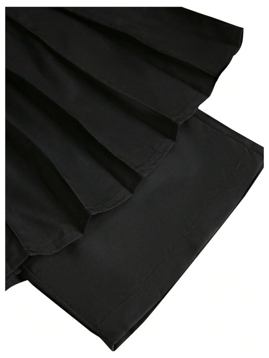 OYOANGLE Men's Skirt Pants Loose Wide Leg Asymmetrical Pleated Japanese Harajuku Kimono Trousers Black Small