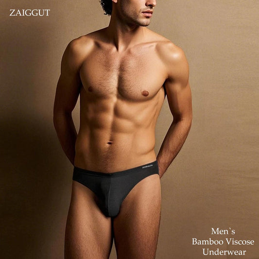 Mens Bulge Underwear 3 Pack - Support Pouch Bamboo Viscose Briefs Low Rise Breathable & Comfort Fit Black Size XL