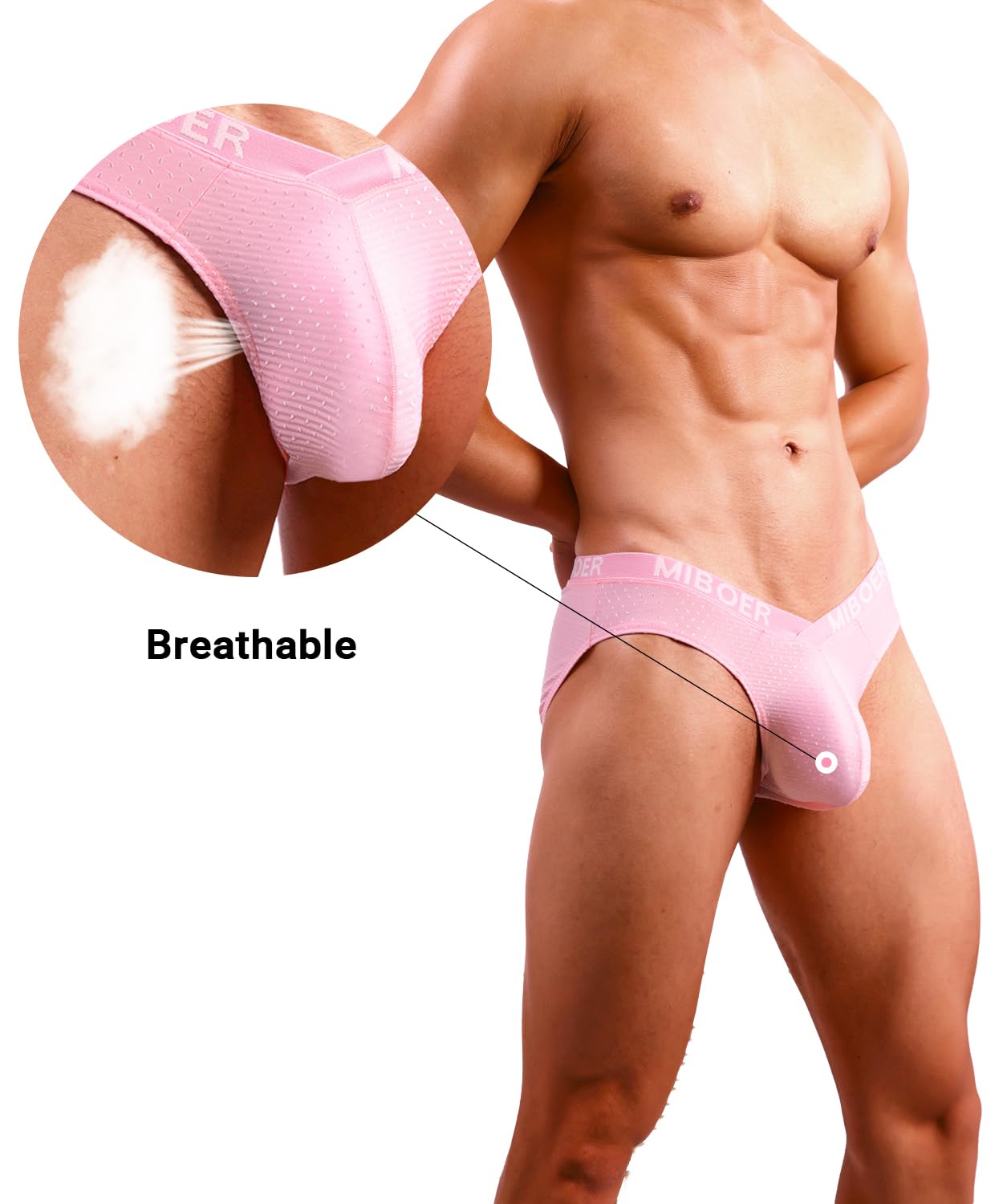PAIZH Men's Sexy Bikini Briefs Low Rise Soft Lightweight Bulge Pouch Underwear Pink L