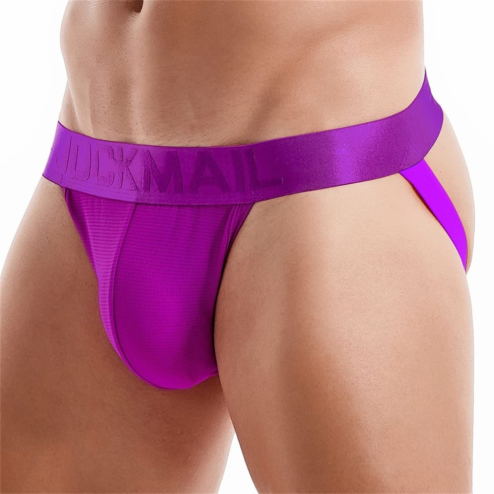 JOCKMAIL Mens Jockstrap Underwear Jock Straps Male Athletic Supporters for Men Purple
