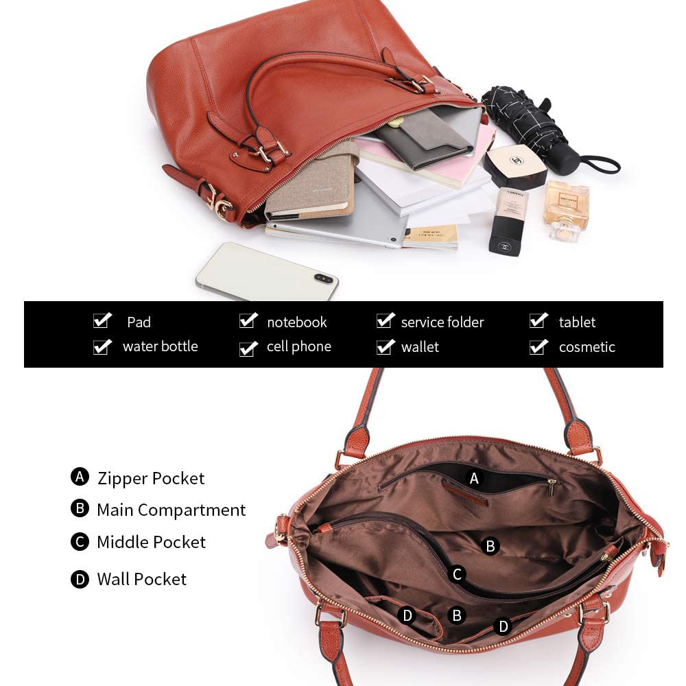 Kattee Leather Handbags Tote Shoulder Bag for Woman Satchel Designer Purse Top Handles Crossbody Bag Large Capacity