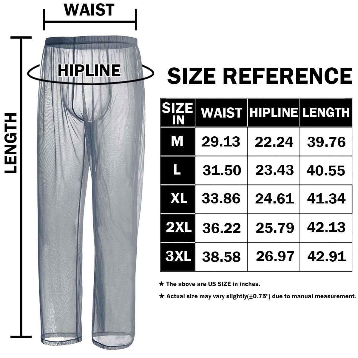 YINYOUYU Mens Mesh Pants See Through Underwear Pajama Bottoms Lounge Home Leggings Sleepwear Cool Dry Yoga Trousers XL Grey