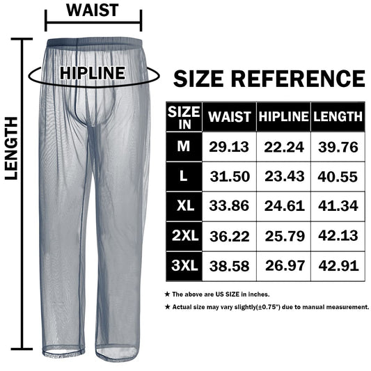 YINYOUYU Mens Mesh Pants See Through Underwear Pajama Bottoms Lounge Home Leggings Sleepwear Cool Dry Yoga Trousers XL Grey