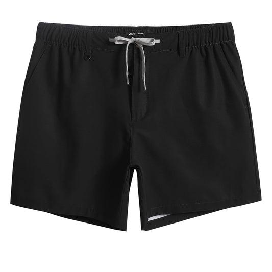 maamgic Men's 5 Inseam Shorts Casual Classic Fit Short Men with Multi-Pocket Mens Workout Shorts Hybrid Quick Dry Shorts Black Medium