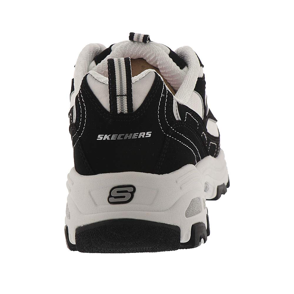 Skechers Sport womens D'lites Biggest Fan Memory Foam Lace-up Sneaker,Black/White,9.5 W US