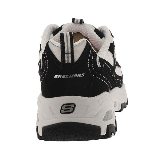 Skechers Sport womens D'lites Biggest Fan Memory Foam Lace-up Sneaker,Black/White,9.5 W US