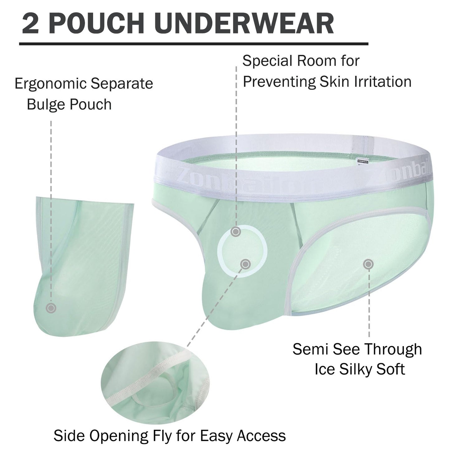 Men 's Underwear Briefs Bikini Silk Moisture Wicking Cool Breathable Underwear for Men Pouch Pack