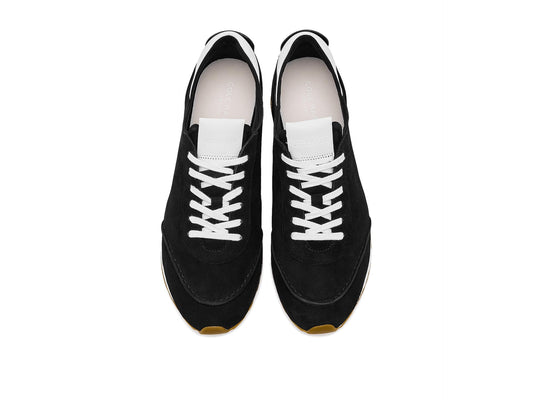Cole Haan Women's Shoes - Grandpro Low Profile Runner Energyweave Sneaker, Black Suede/Leather, 10.5-B US