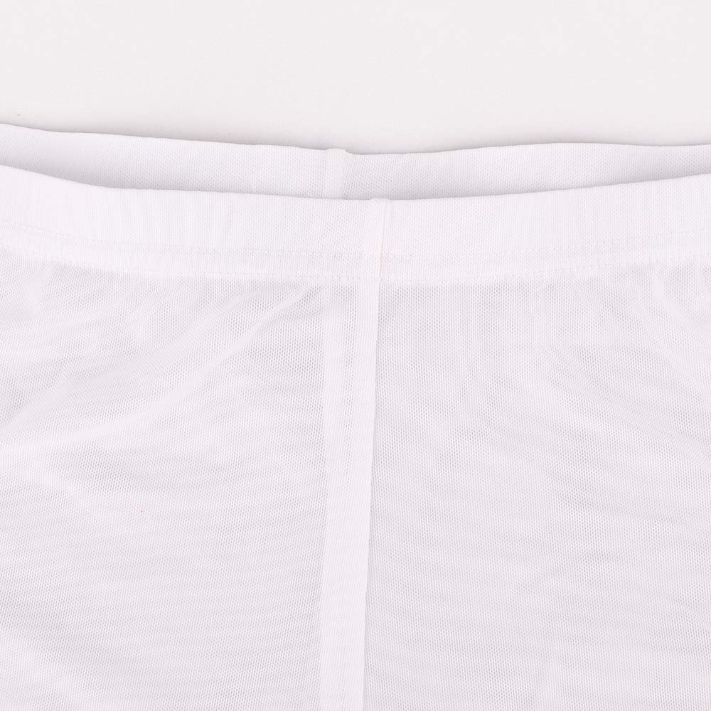Mens Mesh Shorts See Through with Large Split Sides Sexy Sheer Boxers Underwear White 2XL