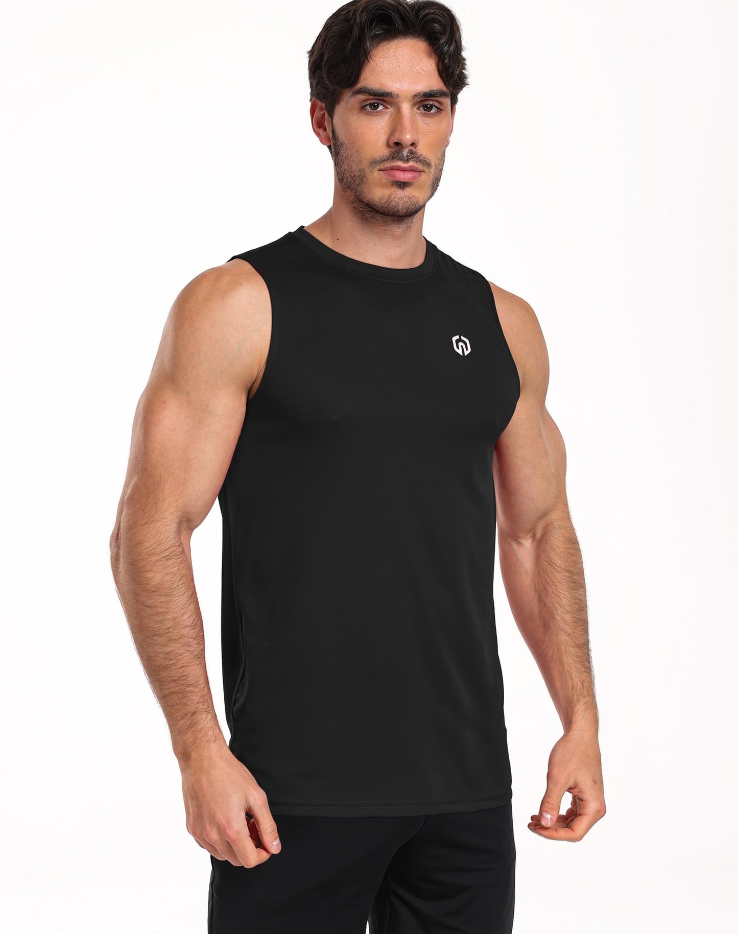 NELEUS Men's Dry Fit Workout Athletic Tank Basketball Running Shirts,5015,Black/Grey/Navy Blue,L
