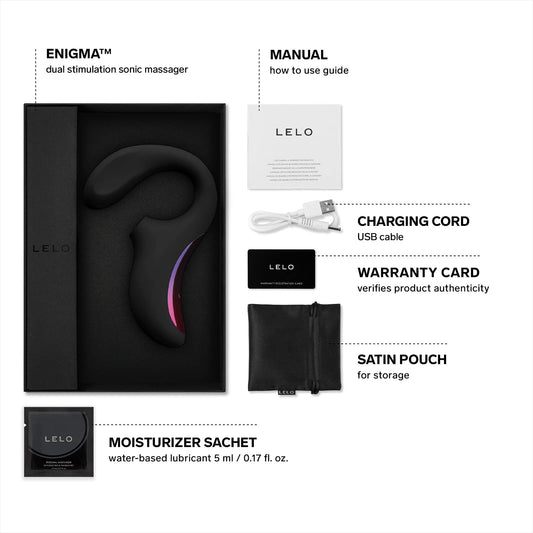 LELO Enigma Double Sonic Female Triple Stimulation Massager with Bluetooth App, 8 Pleasure Settings and 2 Extra Modes, Rabbit Sex Toy, Vaginal Vibrators (Black)