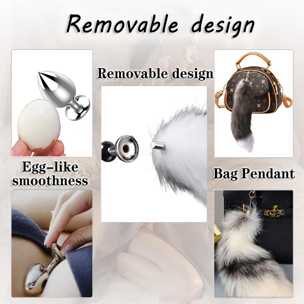 Butt Plug Fox Tail,Silver Blue Artificial Handmade Fox Tail,SM Props, Stainless Steel Anal Plug,Female Anal Expander,Cosplay Sex Toys-200CM Tail||2.8CM Butt Plug