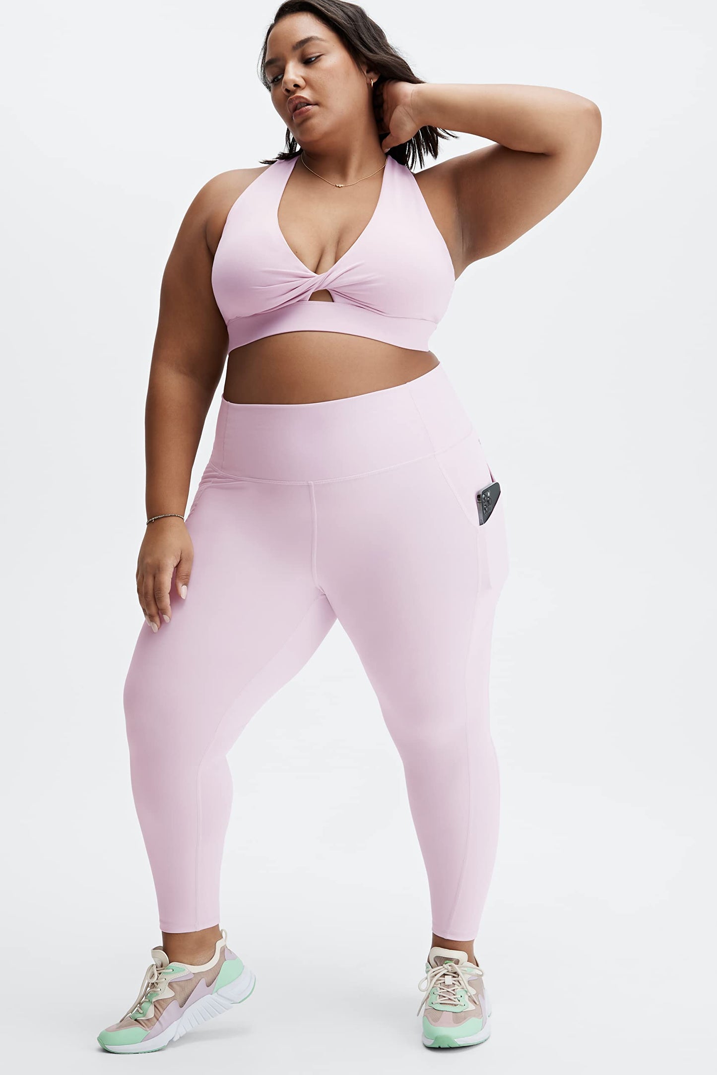 Fabletics Women's Oasis PureLuxe High-Waisted 7/8 Legging, Light Compression, Buttery Soft, 3X, ICY Lavender