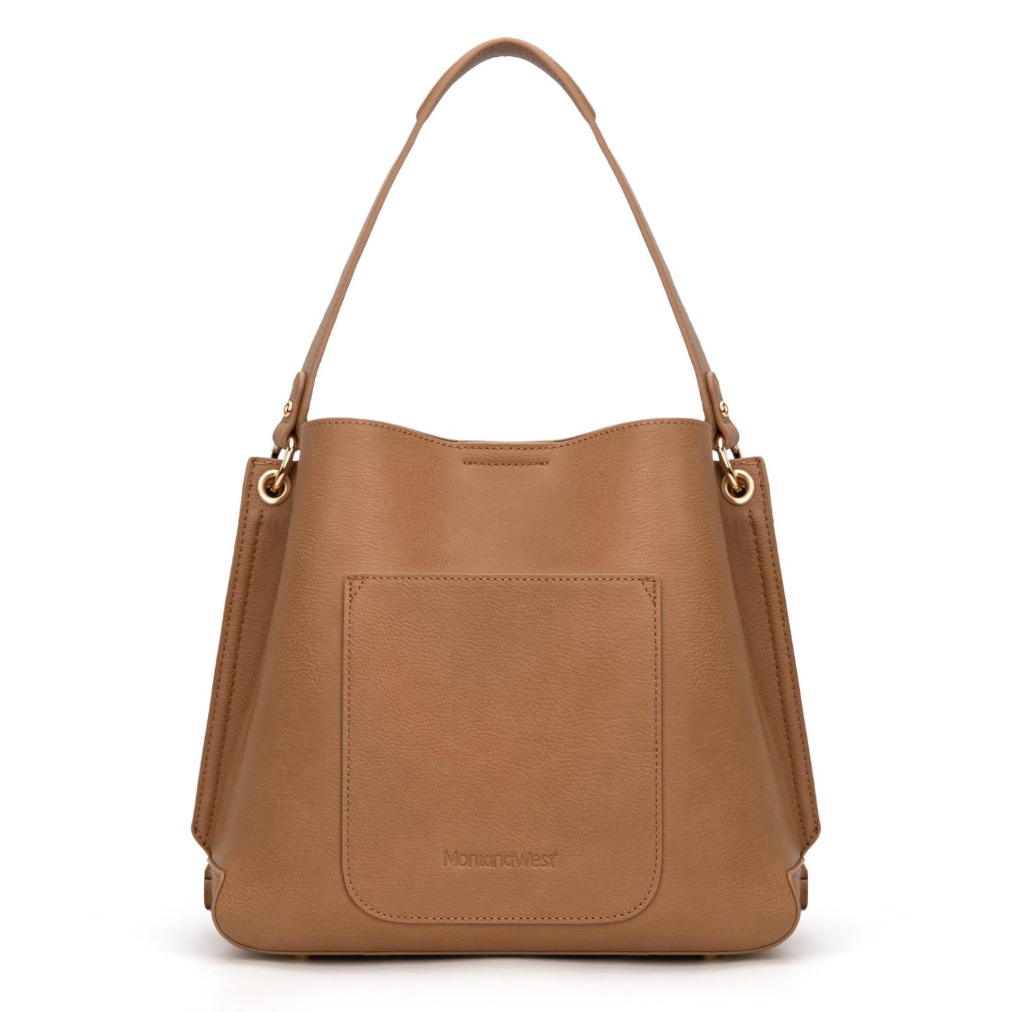 Montana West Hobo Bags for Women Medium Brown Shoulder Purse Casual Bucket Top Handle Handbag with Detachable Crossbody Strap, MWC-584BR