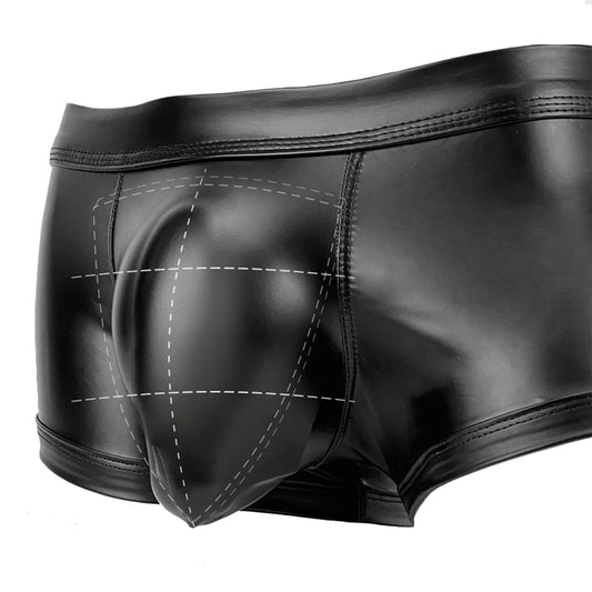 HYIJCSUC Men String Thong Exotic Men's Underwear Thongs and G-strings Sexy Leather Mens Thong Underwear with Bulge Pouch Sexy Thongs & Jock Straps, Gift for Him(XL) Black