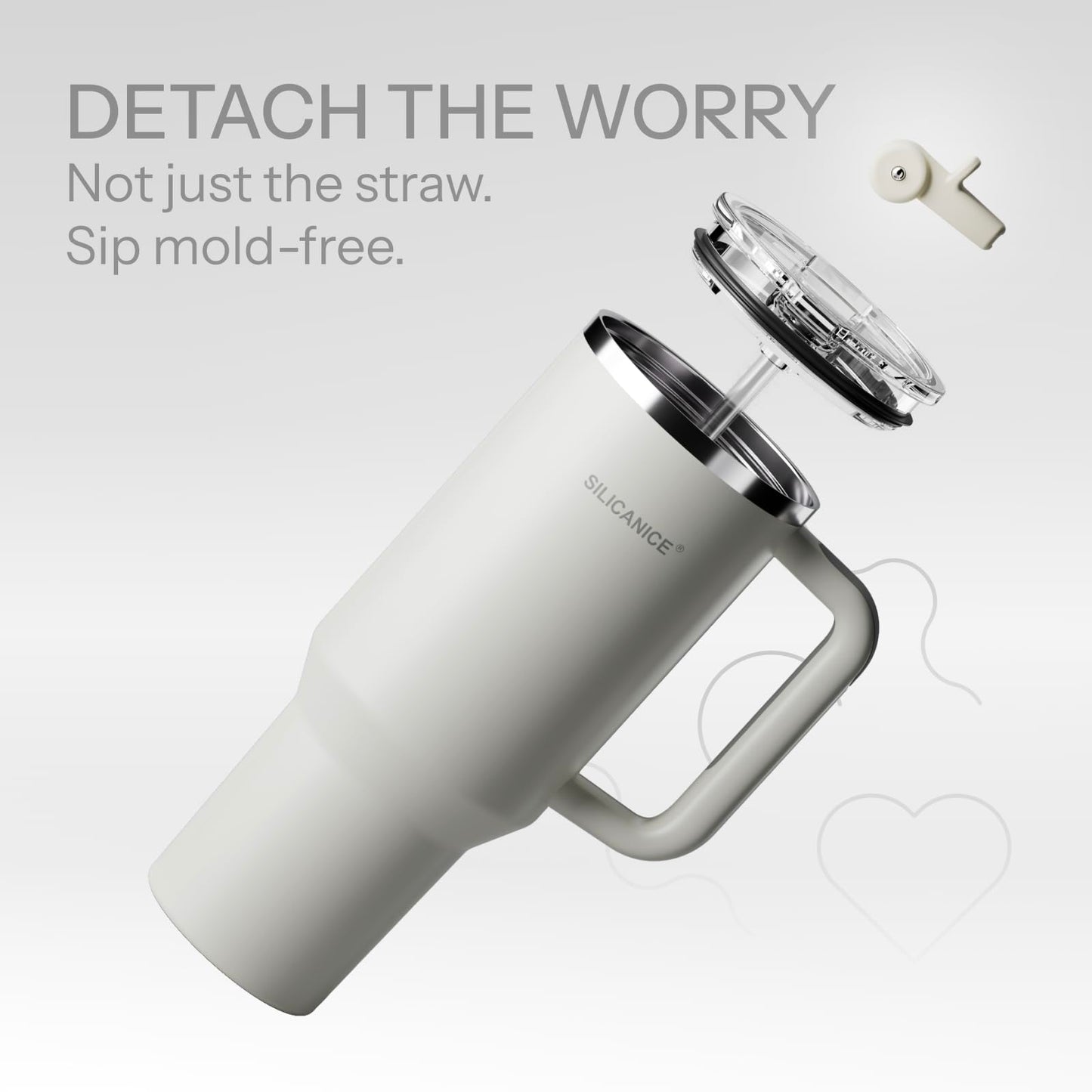 SILICANICE Easy Clean Pro Tumbler - 40 oz Water Bottle with Handle Quick-Disassemble Flip Straw, Leakproof Insulated Stainless Steel, Dishwasher Safe, BPA-Free Gifts for Women & Men