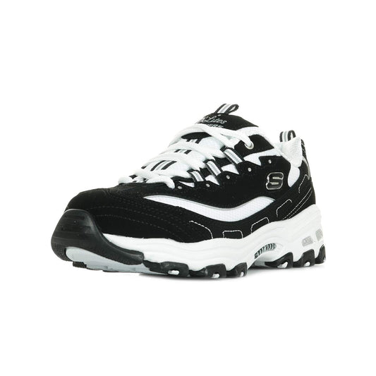 Skechers Sport womens D'lites Biggest Fan Memory Foam Lace-up Sneaker,Black/White,9.5 W US