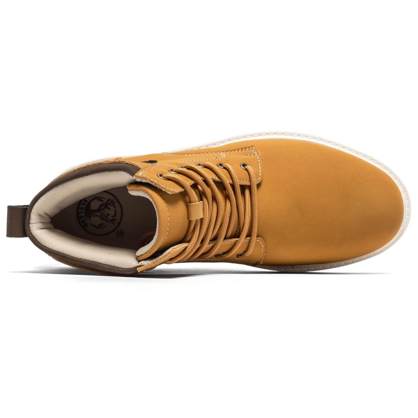 FLYLAND Men's Fashion Sneaker Chukka Boots Lace Up Leather Ankle Dress Boot Lightweight Non-Slip Walking Shoes Golden 9.5