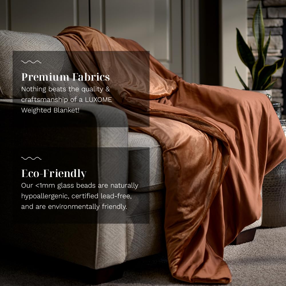 LUXOME Luxury Weighted Blanket for Adults | Includes Cover | 25 lbs | 90"x80" | King Size | Clay