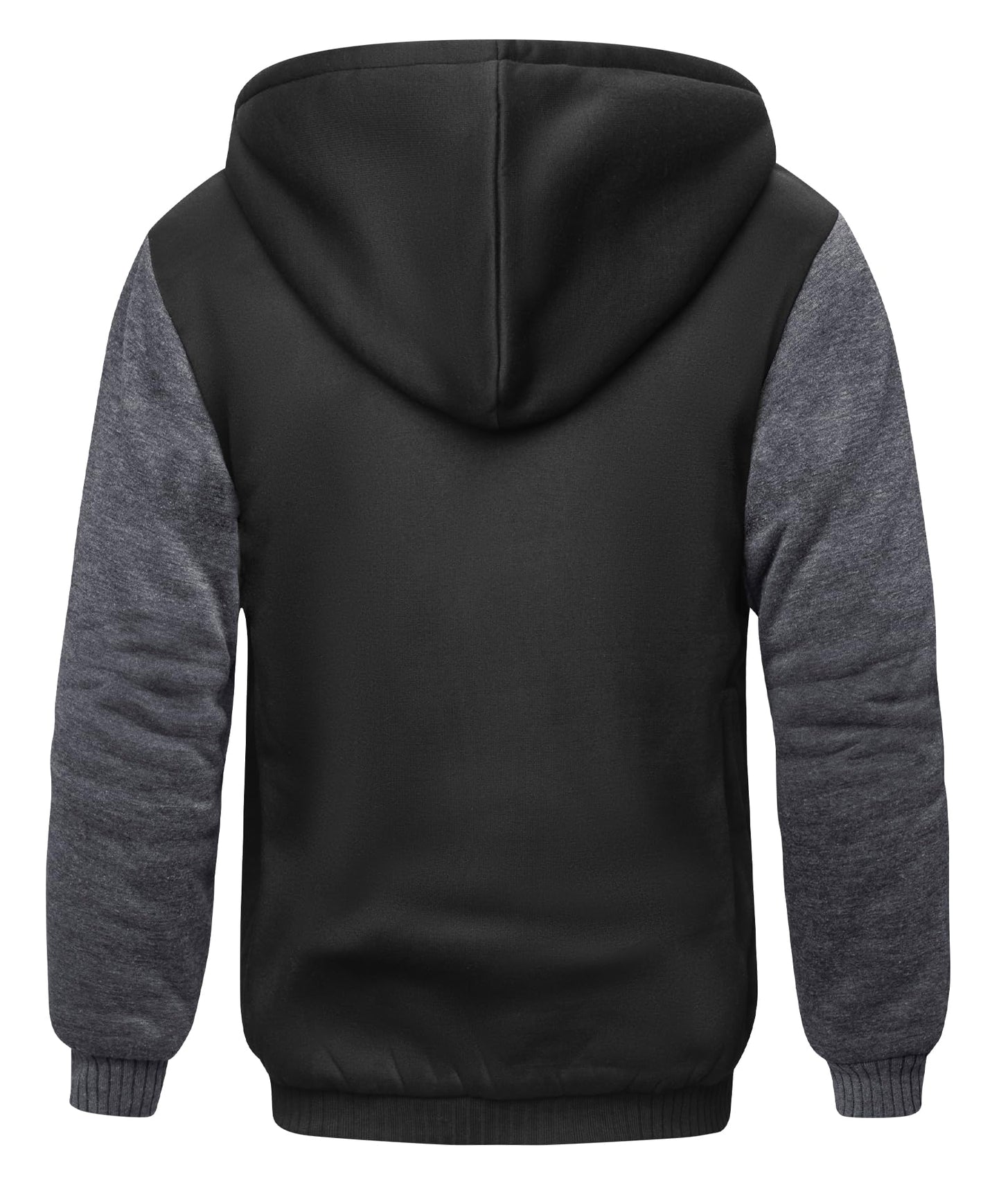 SCODI Hoodies for Men Heavyweight Fleece Sweatshirt - Full Zip Up Thick Sherpa Lined Hooded Jacket Black Grey XL
