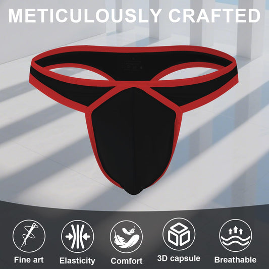 Mens Pouch Thong Sexy And Fashion Underwear, Ice Silk T-Back Thongs Athletic Supporter,A1-1940DK-Black,Medium