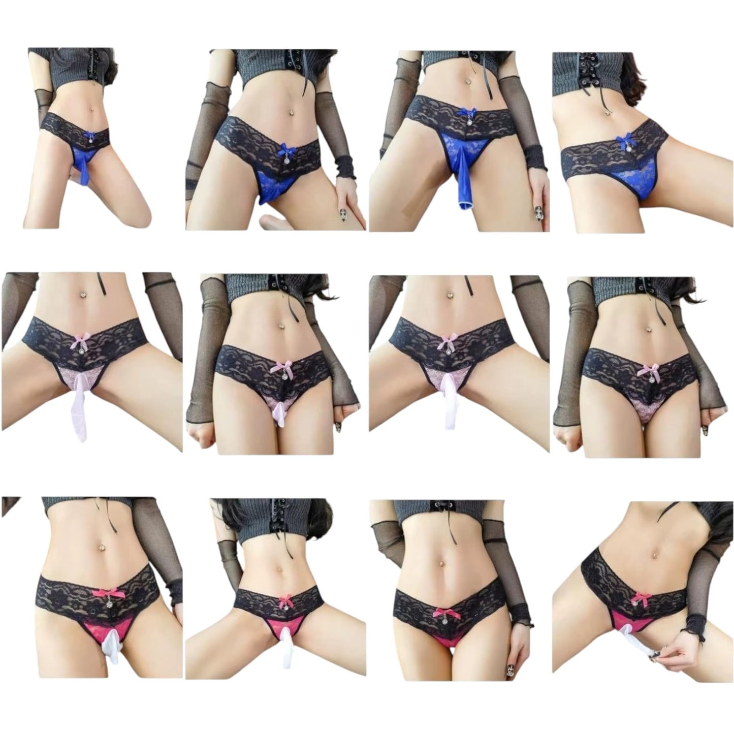 Sissy Panties Femboy Men Lingerie For Cross-dressers Femboy Sissy Mens Pouch Panties Underwear Lace Thongs for Crossdressers (US, Alpha, One Size, Regular, Regular, Pink Closed Sleeve)