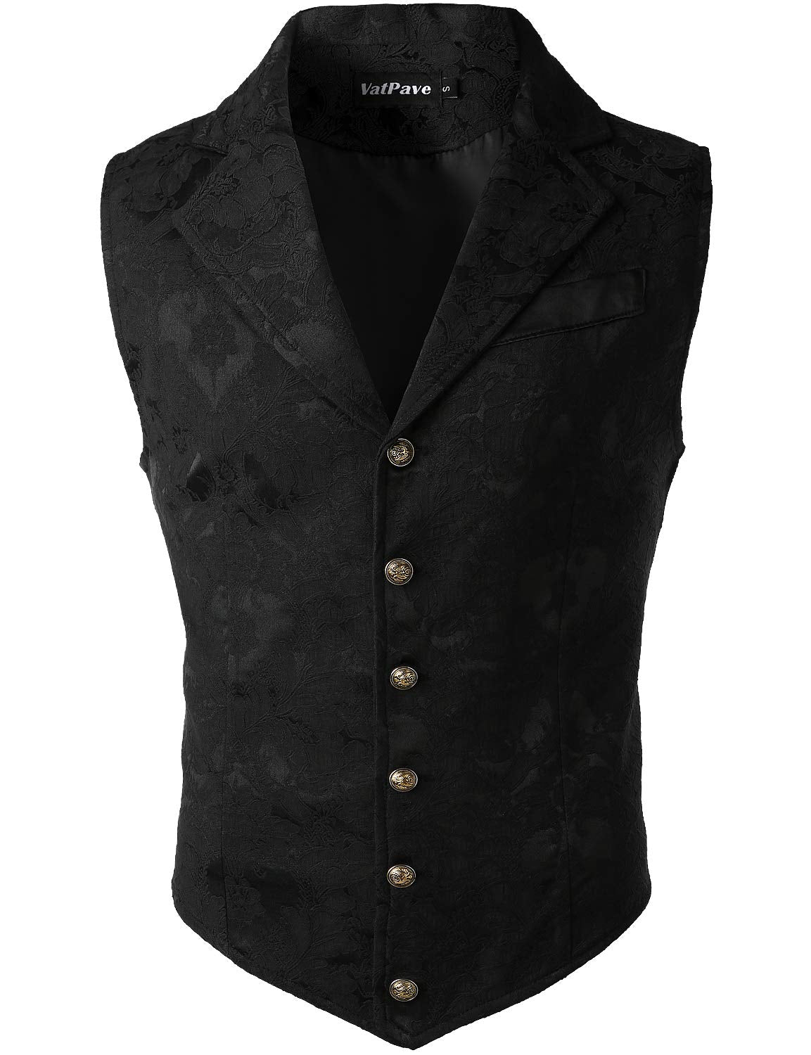 VATPAVE Mens Victorian Suit Vest Steampunk Gothic Waistcoat X-Large SU14 Black