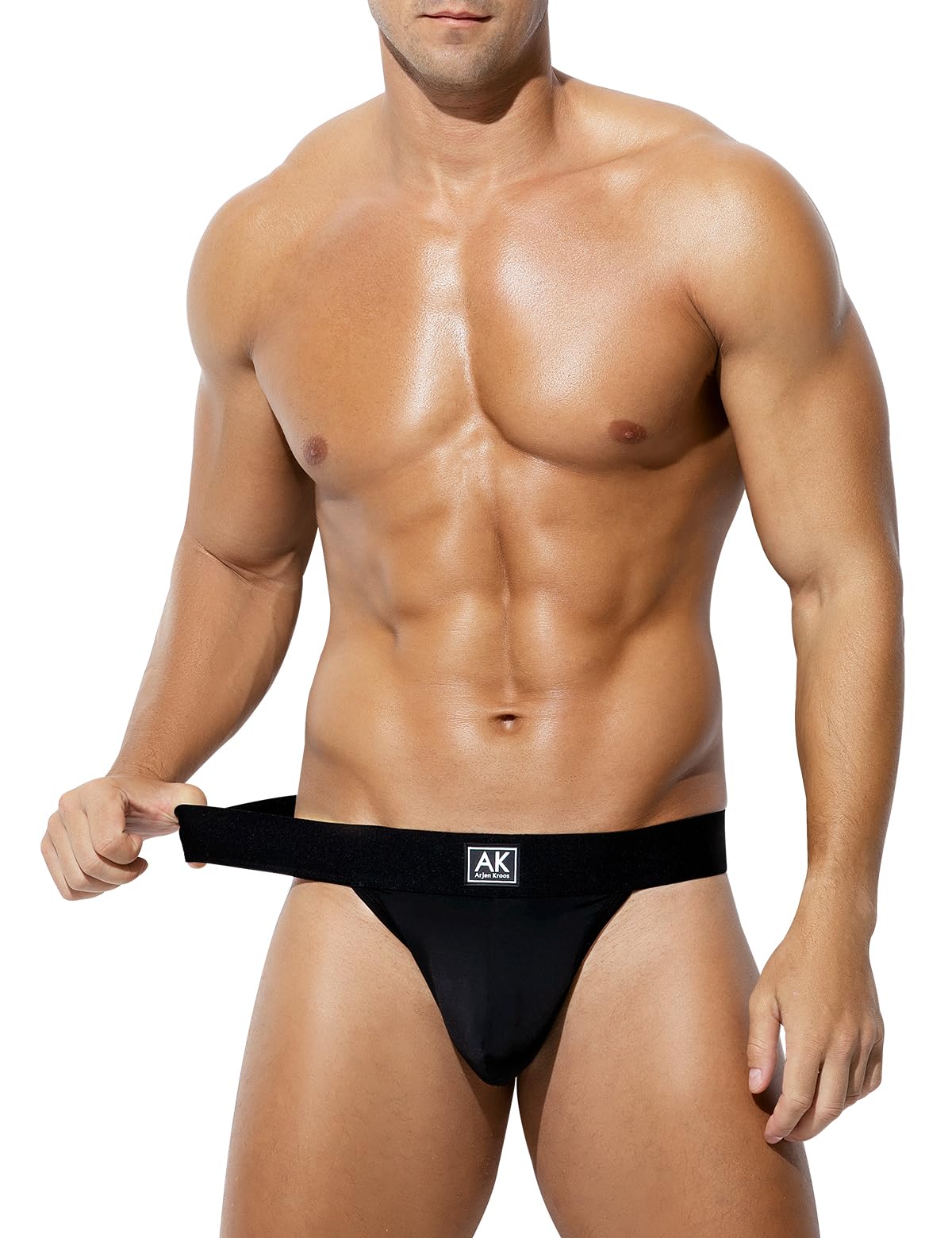 Arjen Kroos Men's Sexy Thongs Underwear Pouch G-String Athletic Supporter Black