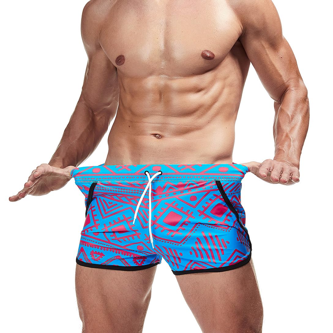 AIMPACT Swim Trunk Men Short Shorts 3 Inch Inseam Swimsuit Athletic Swimwear Mens Swimming Trunks Swim Briefs (Vintage L)