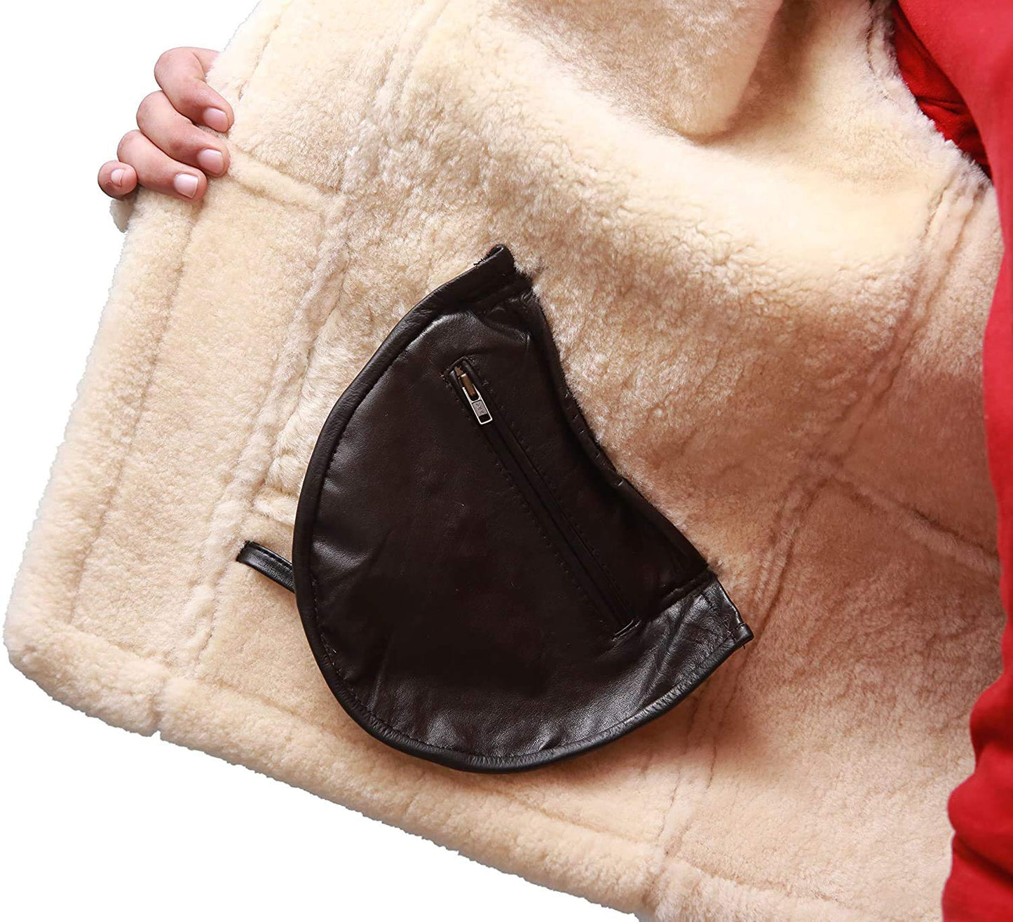 MARCO ENZOLANI B3 Bomber Jacket Aviator Real Shearling B3 Bomber Jacket Winter (Brown, 2xl)