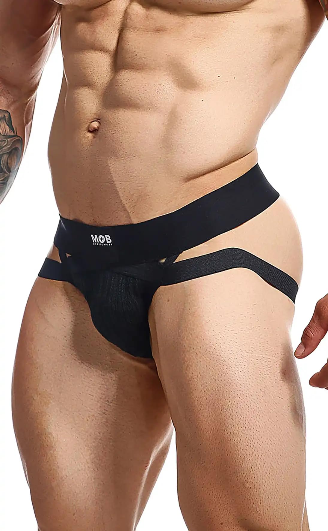 MALEBASICS Mens Jockstrap Athletic Supporter 3" Wide Band – Jock Strap Underwear for Men, Breathable Sport Fit Black L