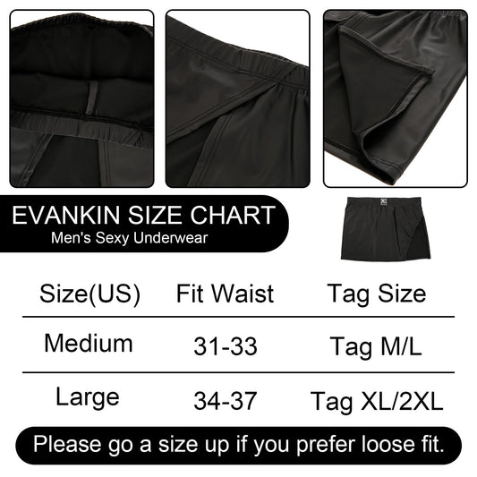Evankin Men Leather Split Side Underwear Sexy Loincloth Jockstraps Funny Lingerie without Pouch(Black,M)
