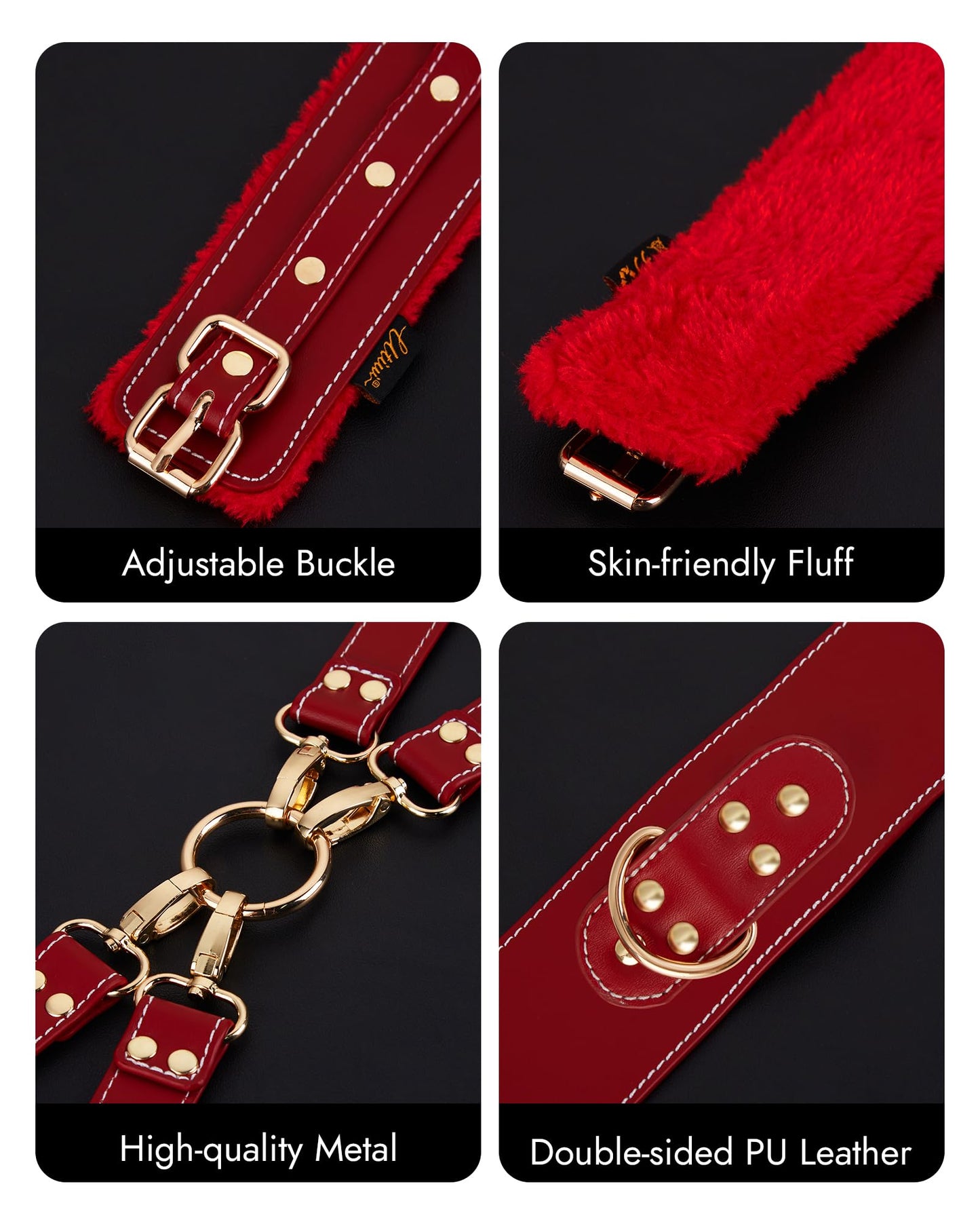 UTIMI Sex Bondage BDSM Kit Fesseln 6PCS Sets mit Verstellbaren Handschellen Fußfessel Oberschenkelmanschetten Augenbinde Kreuzgurt Taillengurt SM Erwachsene Sexspielzeug für Männer Frauen und Paare