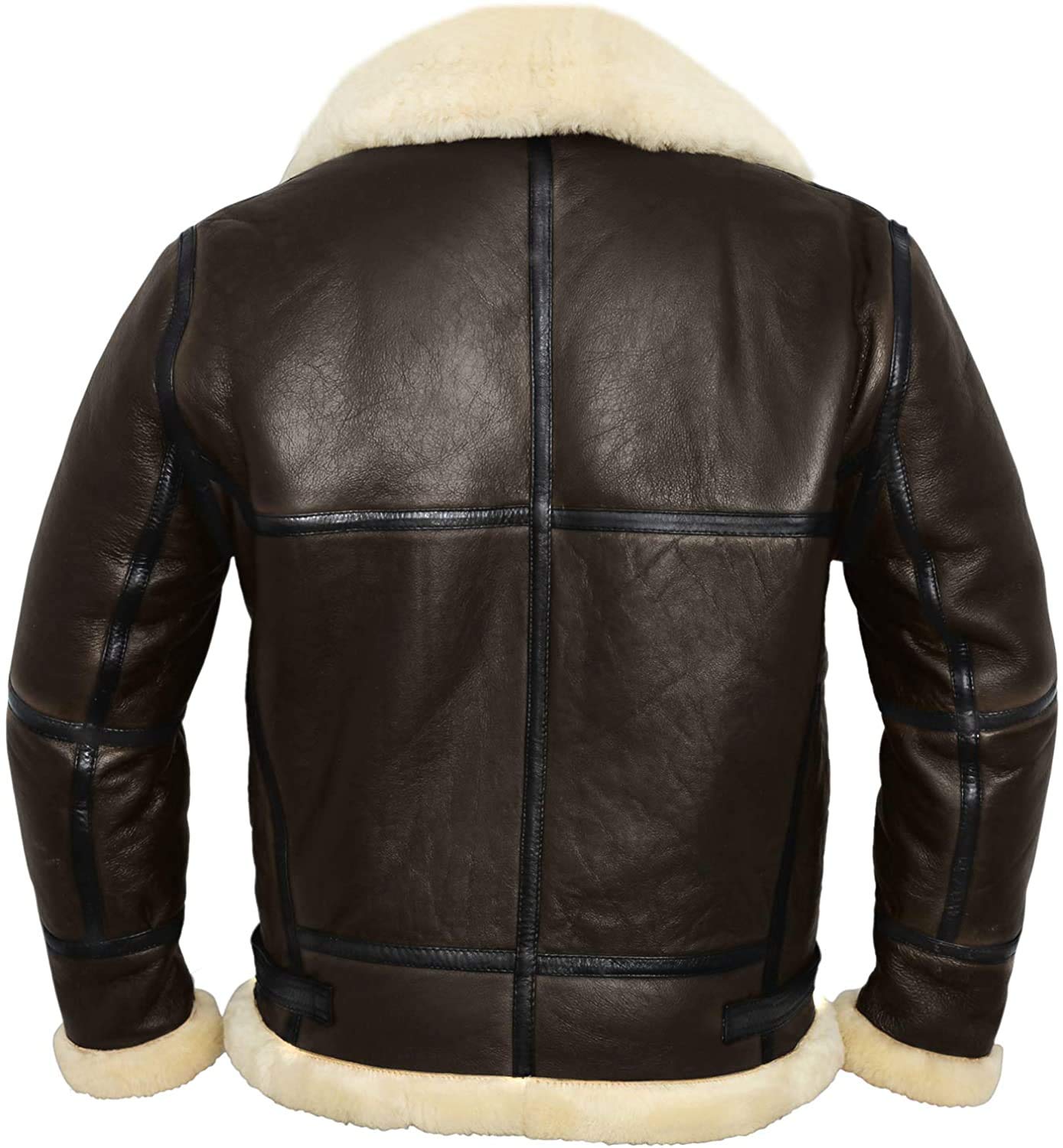 MARCO ENZOLANI B3 Bomber Jacket Aviator Real Shearling B3 Bomber Jacket Winter (Brown, 2xl)