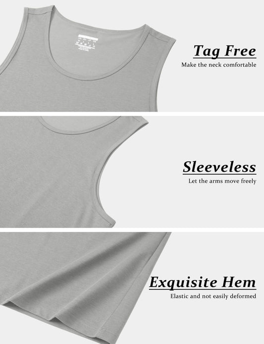 MAGCOMSEN Mens Tank Tops SPF Protection Sleeveless Shirts Gym Athletic Tank Undershirt Bodybuilding Muscle Tank Tops Light Gray L