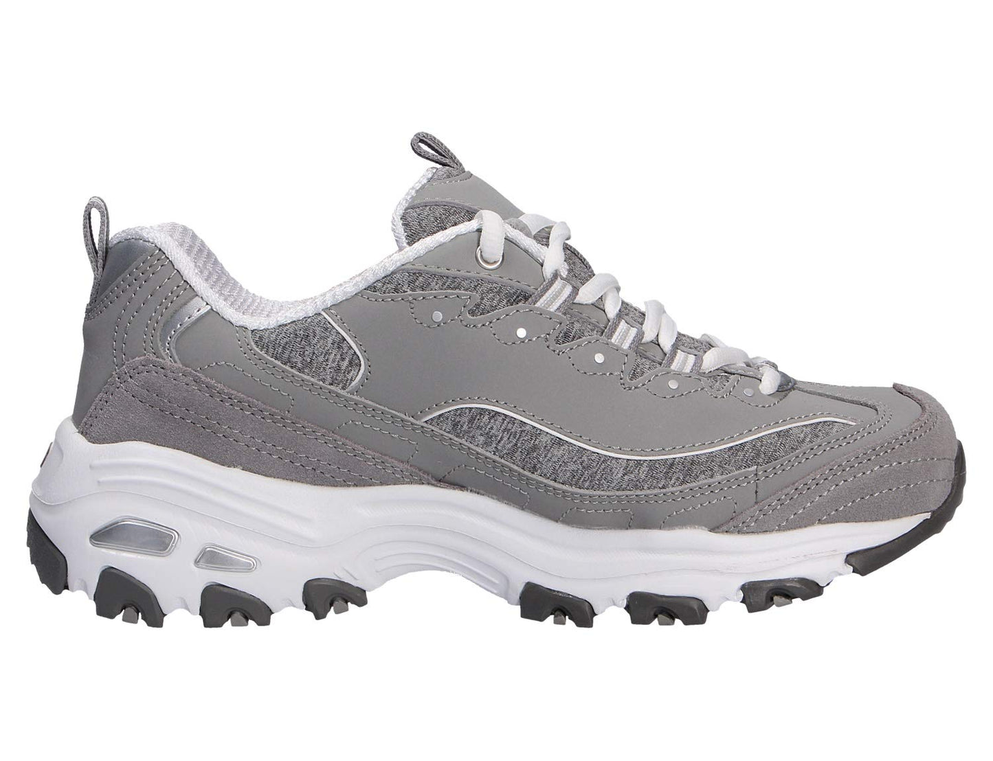 Skechers Women's D'Lites - Me Time Lace Up Fashion Sneakers, Grey / White, 8