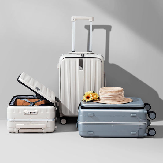 Hanke 26 Inch Large Checked Luggage PC Hard Shell Luggage Top Opening Travel Luggage Suitcases with Wheels for Woman Men.(Grey)