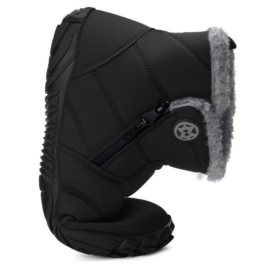 Womens Mens Barefoot Boots Shoes Winter Snow Boots Warm Ankle Booties Zero Drop Sole Wide Toe Box Fur Lined Outdoor Sneakers,47 Black