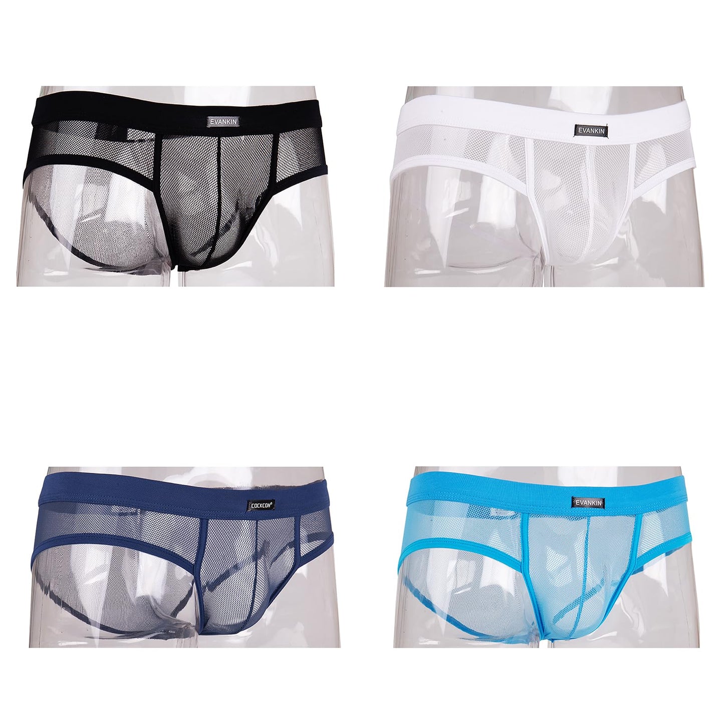 Evankin Men's Boxer Briefs Sexy Underwear Mesh Breathable Gay Low Rise Boxers(37BBNW, 4XL)
