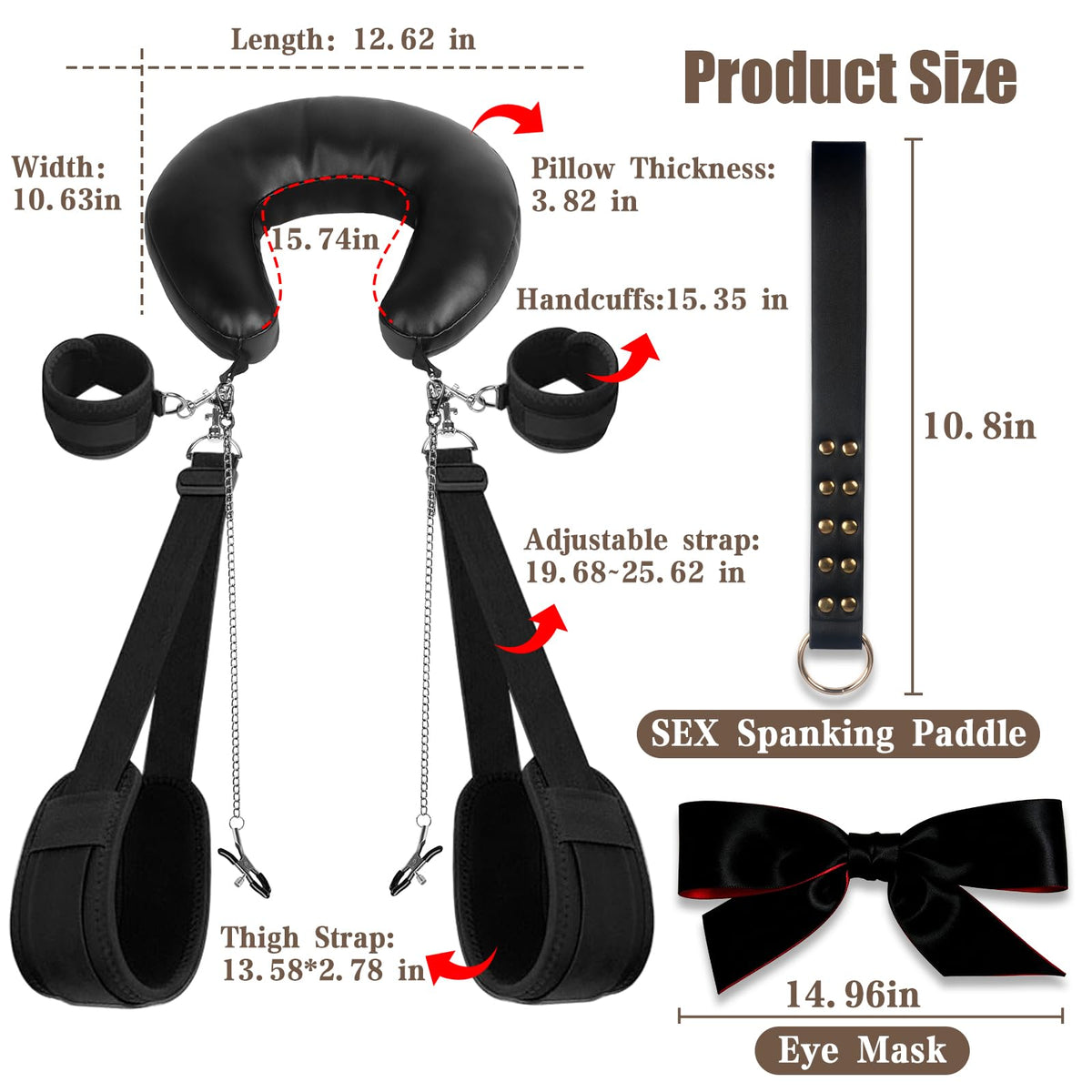 Bondage Sex Restraints with Comfortable & Supportive Silk-Filled Pillow