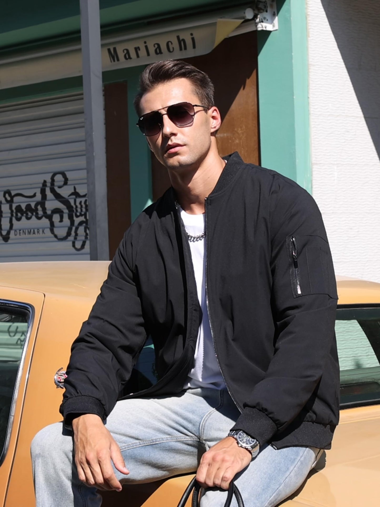TACVASEN Men's Bomber Jackets Thermal Quilted Jacket Water Resistant Warm Winter Coats with 4-Pockets Black L